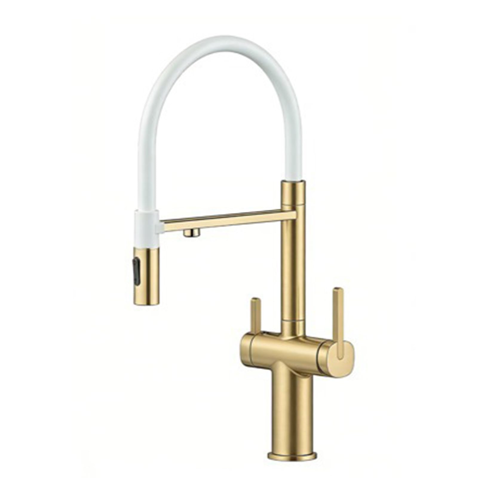 3 Way Kitchen Tap Pull Out Brushed Gold Taps Flexible Brass-Brushed