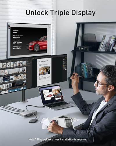 Image of Anker Docking Station (DL6350), 10-Port Triple Display with Displaylink, Docking Station with Dual HDMI and DisplayPort for Windows Laptops, MacBook Air /Pro and More