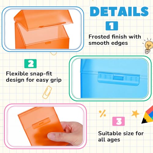 Image of Clabby 4 Pcs Clear Plastic Crayon Boxes Hold 24 Count, Blue,Orange