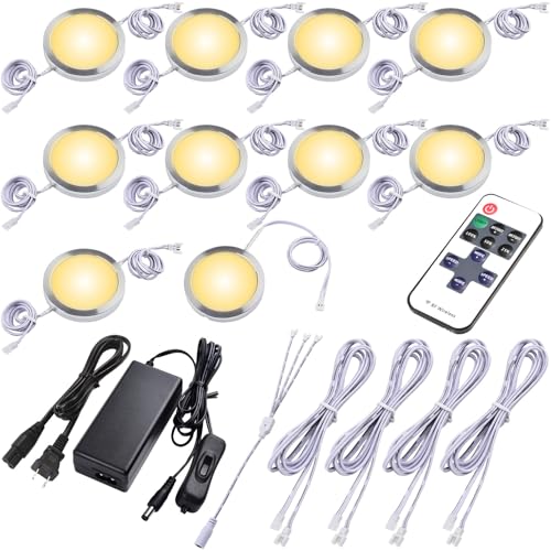 Lvyinyin Round LED Puck Lights, Liquor Under Cabinet Accent Light Kit, 110 Volt Hard Wire & Plug in...