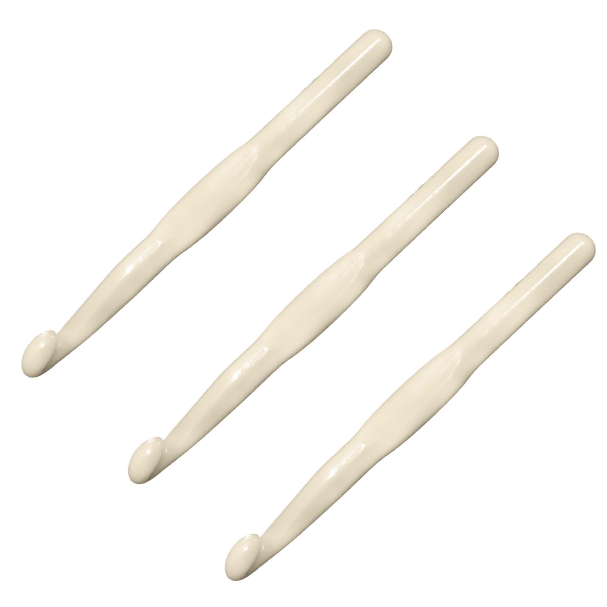 3 Plastic Crochet Needles, Measure 9 mm x 14 cm, Ergonomic Soft, for Crafts Knitting Scarves, Hats, Amigurumis, DIY