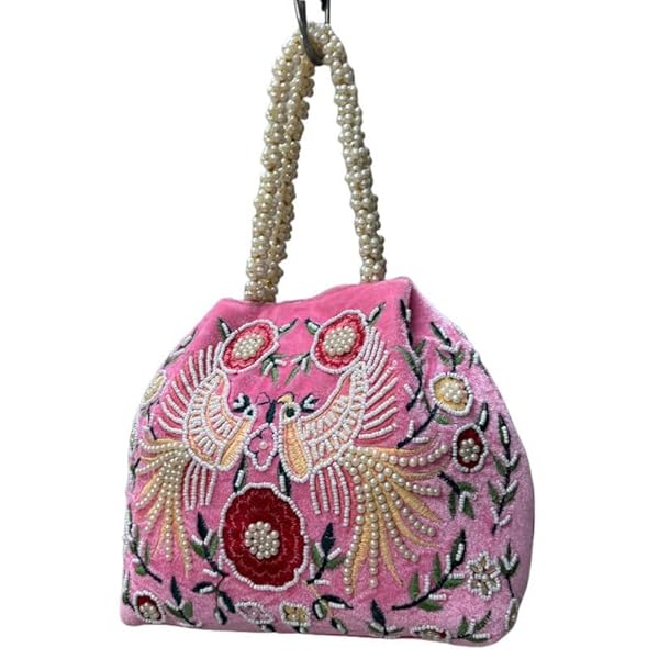 Designer Rajasthani Style Silk Velvet Handbag | Handicrafts Handmade Decorative Pure Silk Hand Purse For Women's - Image 5
