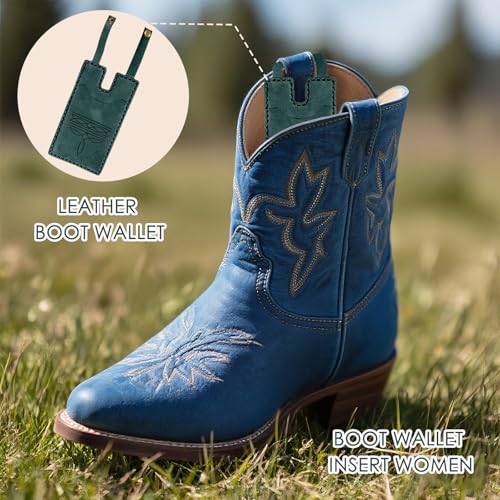 3pcs Western Boot Wallet with Snap Strap – Leather Card Holder for Cowboy Boots | Handcrafted Slim Wallet for Women & Men | RFID Blocking Cash Strap Pocket4