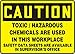 Accuform MCHL699VP "CAUTION TOXIC/HAZARDOUS CHEMICALS ARE USED IN THIS WORKPLACE SAFETY DATA" Sign, 10" Height, 14" Wide, 10" Length, 0.055" Thickness, Plastic, Black on Yellow
