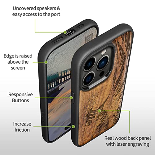 Coque iPhone 14 Pro Max gravée en bois de noyer Magsafe - 6