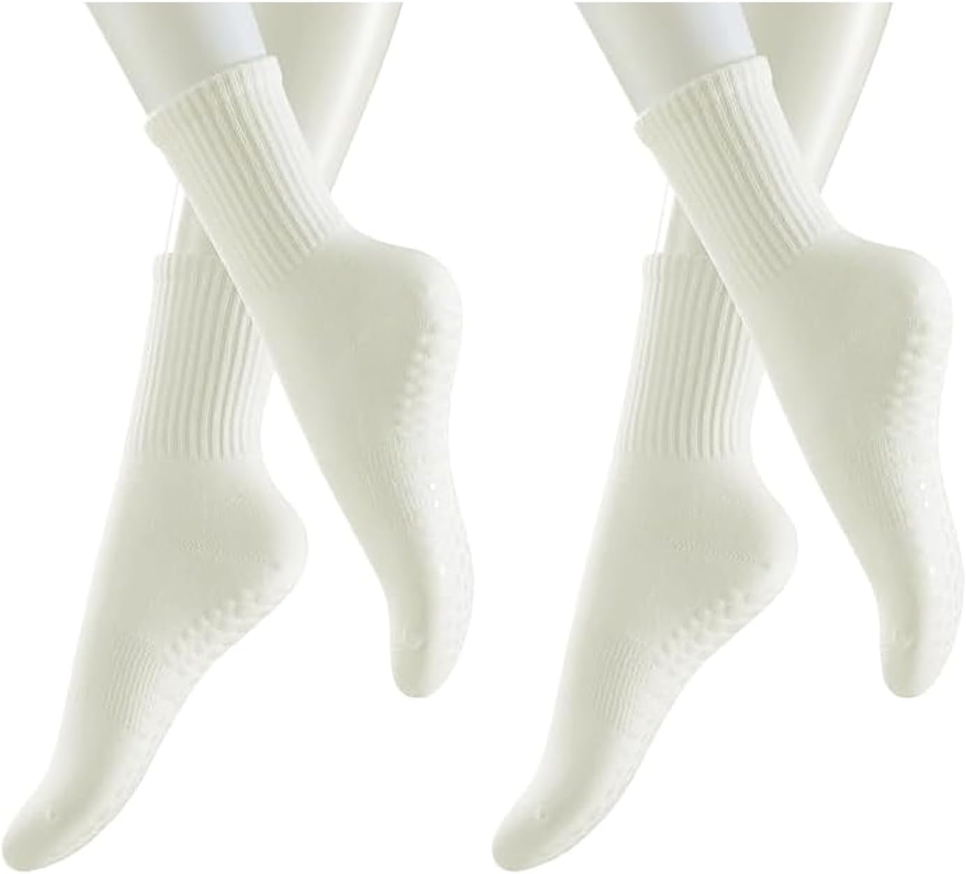 2 Pairs Pilates Grip Yoga Socks for Women Non Slip Solid Color Fitness Sports Socks for Workout Ballet Dance Barefoot