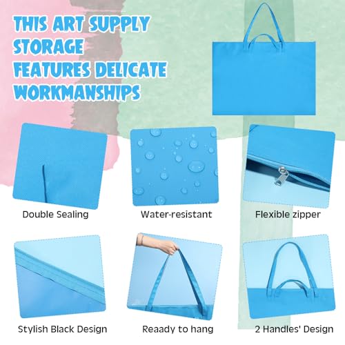 Image of Abbylike 1 Pcs 48 x 36 Inch Art Portfolio Bag Large Size Art Supply Bag with Nylon Shoulder Waterproof Poster Board Painting Drawing Sketch Storage Carry Case for Artwork Gift Supplies (Blue)