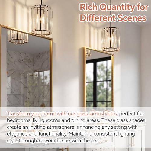 Image of Teenyyou 4 Pcs Crystal Lamp Shade Modern Medium Ceiling Light Cover E26 /e27 Base 1.65 inch Top x 5.1 inch Dia. x 5.9 inch H Chandelier Lampshade Replacement for Dining Room Living Room Wall Sconce Pendant Light