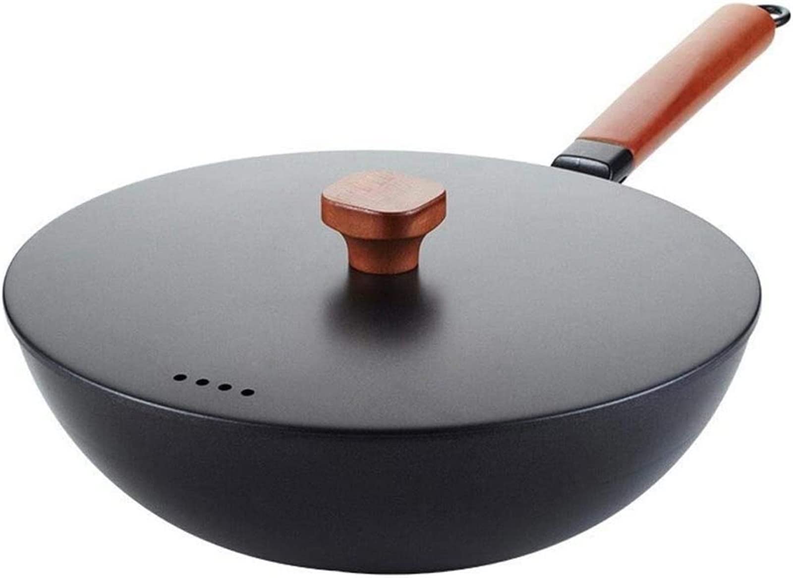 ASerZenith 30Cm Old Iron Pan Uncoated Cast Iron Old-Fashioned Non-Stick Iron Pan Induction Cooker Gas Stove For Pig Iron Wok Home