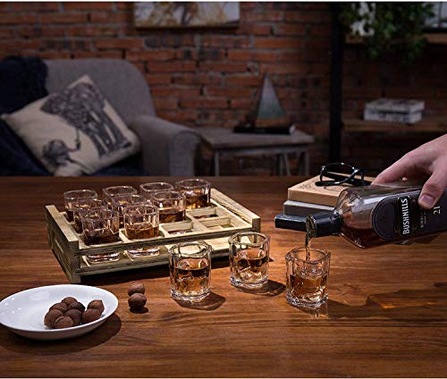 Image of VILON Premium Shot Glasses Set of 6 Heavy Base Vodka & Tequila Shot Crystal Transparent Glass (Square Shot Glass 70ML)