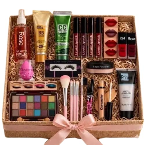 20-in-1 Makeup Kit for Women & Girls | Complete Cosmetic Gift Set with Eyeshadow Palette, Lipsticks, BB Cream, CC Cream, Primer, Face Powder, Concealer, Makeup Brushes, Beauty Blender, Eyelashes & Fixer Spray-image-44