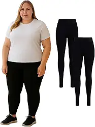 Kit Com 2 Calça Legging Feminina Plus Size Preta