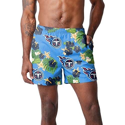 Image of FOCO NFL Mens NFL Team Logo Floral Hawaiian Swim Suit Trunks
