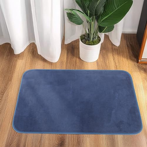 DALINA Textil - Alfombra Decorativa de Pelo Corto Extra Suave -Alfombra Antideslizante para Salón Dormitorio Rectangular 50 x 80 cm Azul Marino