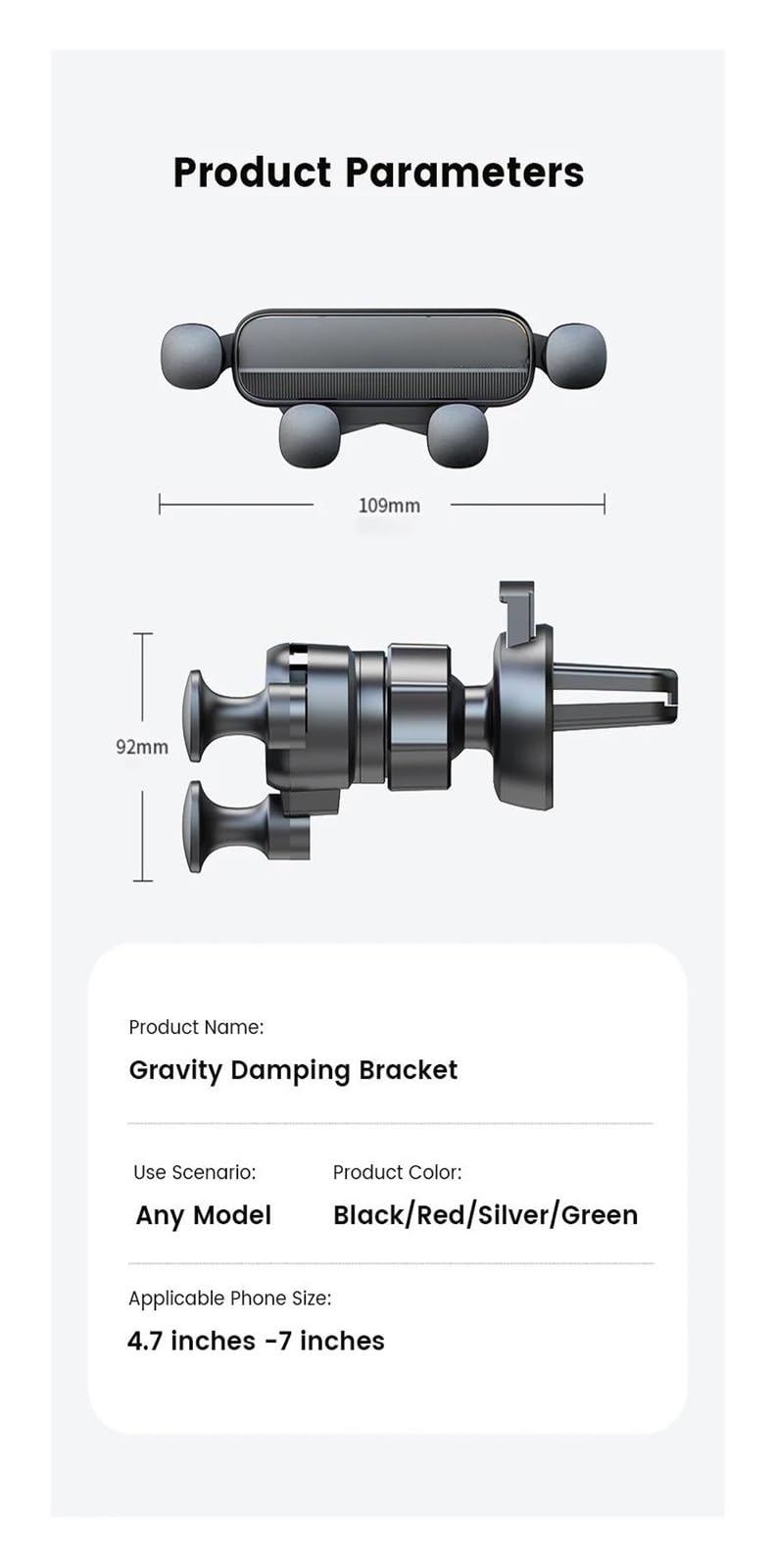 Porta Cellulare Auto Supporto per bocchetta dell'aria per auto, supporto per telefono cellulare, supporto GPS per iP&ho&ne 15 e 14.(Black)