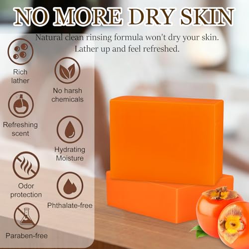 Image of 4 Pack Persimmon Soap for Old People Smell, Body Wash for Odor Control