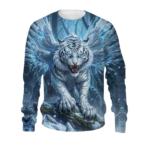 Boy's Girl's Comfy Print 3D Tiger Sport Long Sleeve Crew Neck Sweatshirt With 6-14 Years3