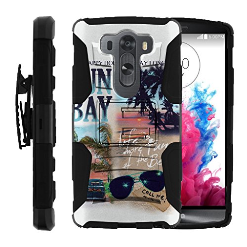 TurtleArmor | Compatible with LG V10 Case | LG G4 Pro Case [Hyper Shock] Hard Reinforced Rugged Impact Hybrid Cover Belt Clip Holster Kickstand - Life on The Beach