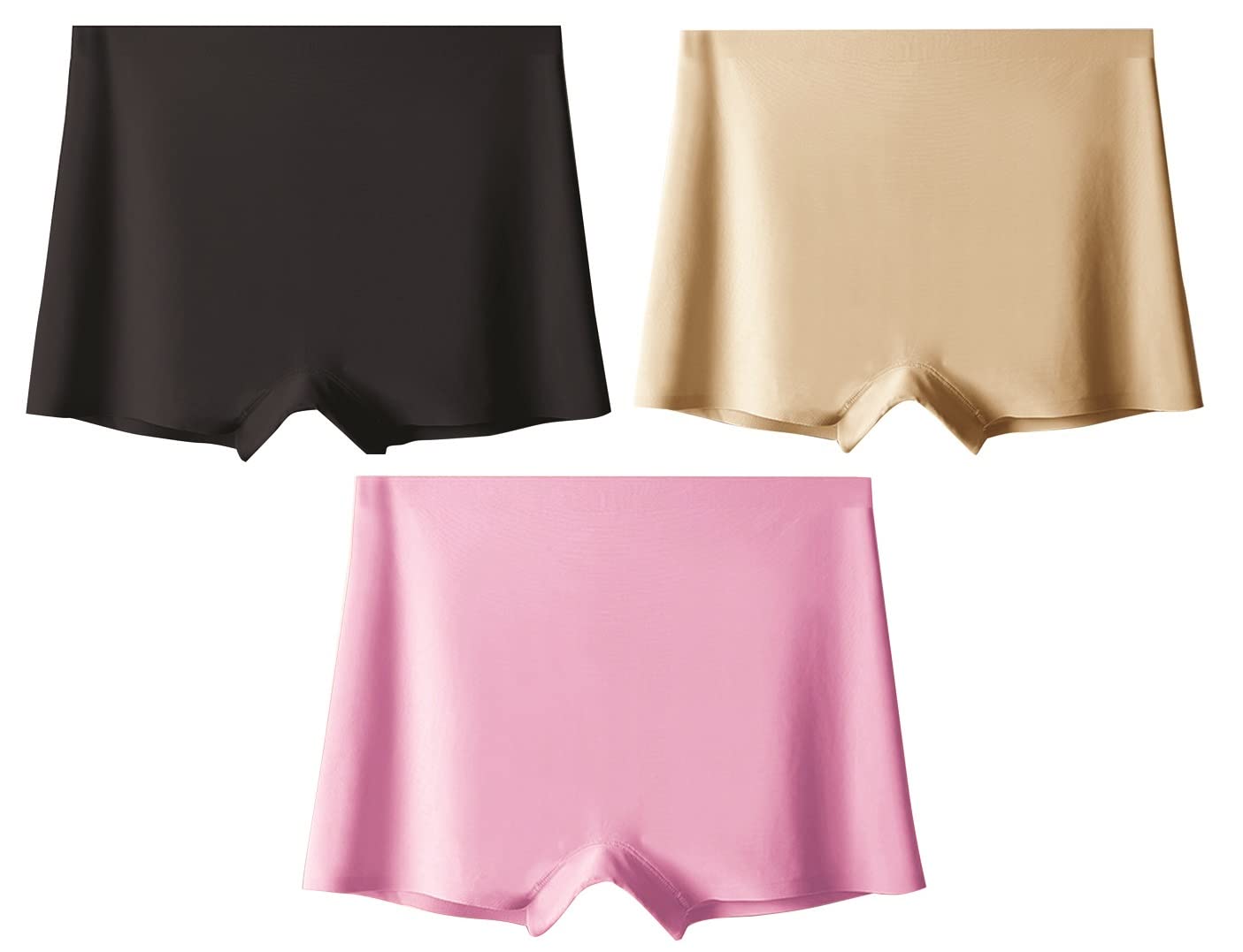 plumbury Women's Ice Silk Seamless Boyshort Panty, Free Size (Pack of 3 Panty)-picture-5