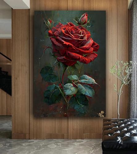 Images sur toile de rose rouge décoration salon art mural encadré 60x90