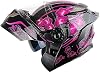 Casco Modular Integral para Motocicleta 1Storm, DOT para Adultos, Moto de Calle, Abatible, Doble Visor con Protector Solar Interior, Visor Antiempañante Pinlock: Púrpura Floral 6