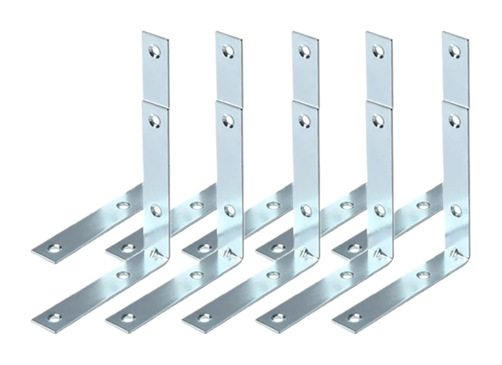 Opeximatun 10Pcs-50Mm Angle Brackets, Iron L Brackets 90 Degree Furniture Brace Silver(10Pcs-50Mm)