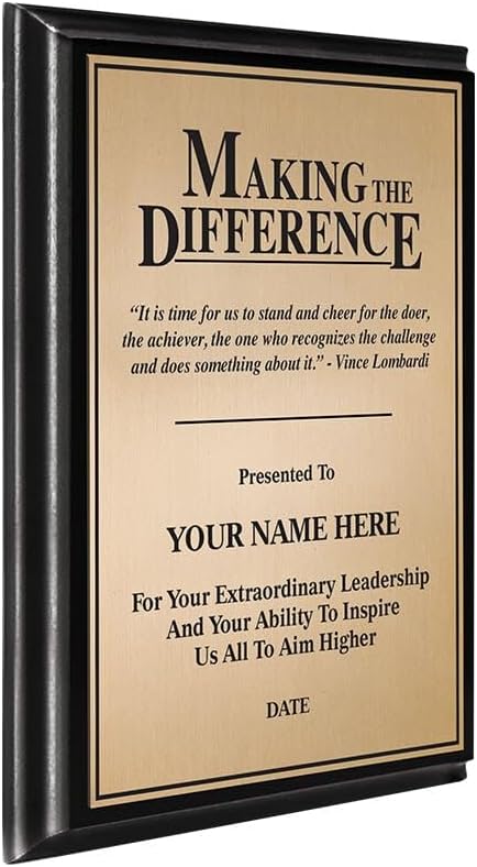 Crown Awards Making The Difference Motivational Plaque, 7x9 Custom Engraved Recognition Award - Image 3