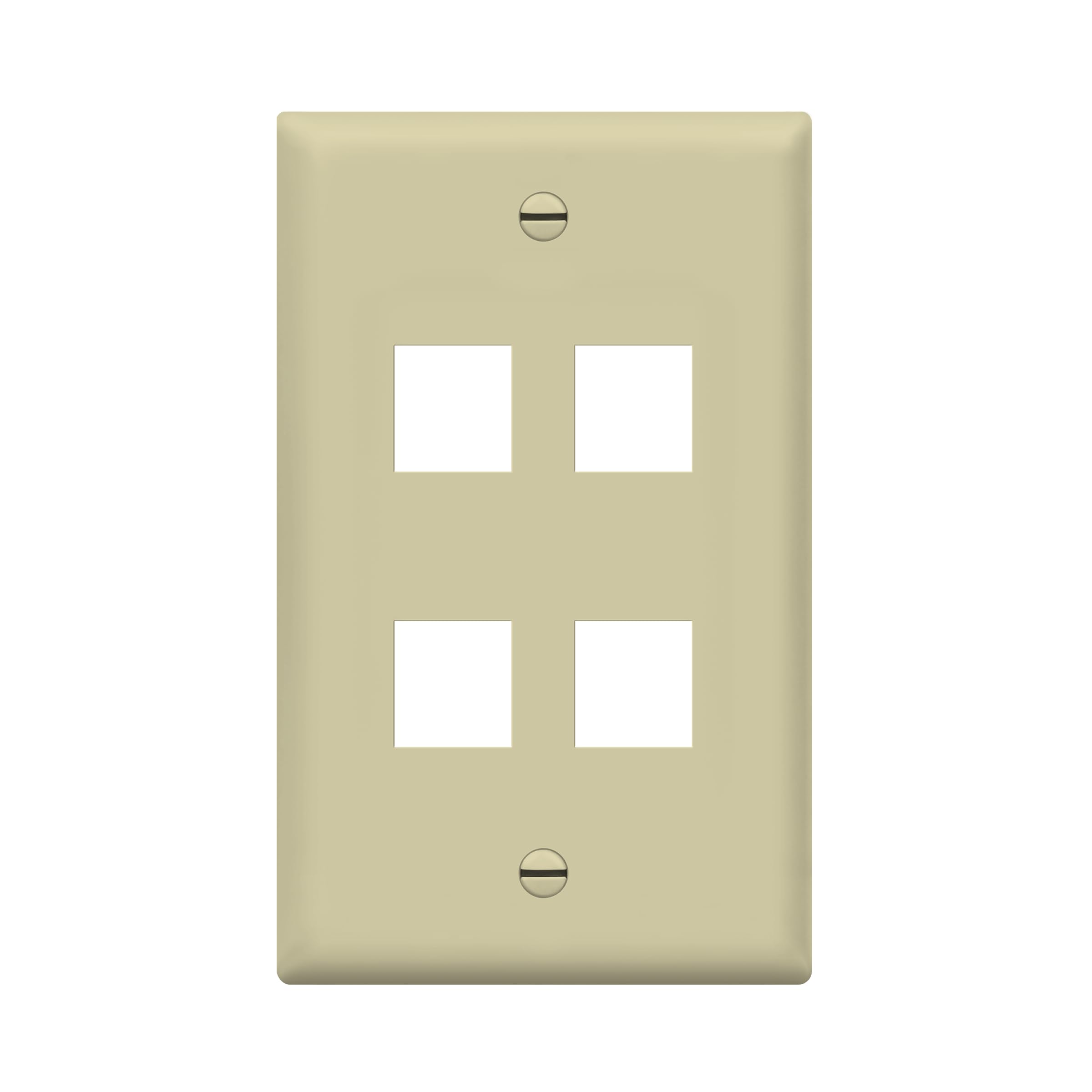 ENERLITES Datacom Multimedia Wall Plate, 4 Ports, Mid-Size, Single Gang 4.88" x 3.11", Unbreakable Polycarbonate Thermoplastic, UL Listed, 8874-I, Ivory