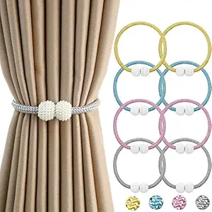 HOME CUBE Polyester Modern Curtain Tieback Clips, Standard, Random Color, Pack Of 4(Adjustable)