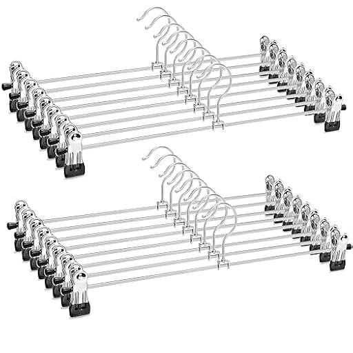 Amber Home 20 Unidades 40cm Perchas de Hierro Cromado, Plata Metálico Percha para Pantalones Shorts Faldas Calcetines y Ropa Interior, con Clips Antideslizantes | Ya disponible en tu tienda friki favorita! En mundofriki.es!