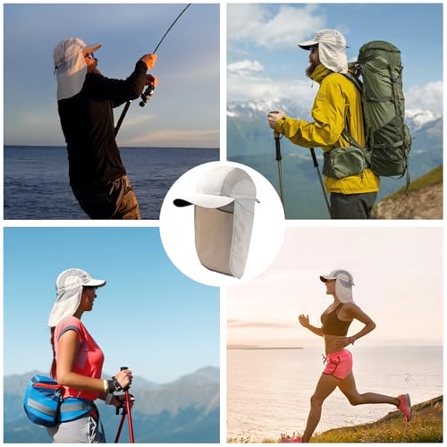 Image of Mens Sun Hat with Breathable Mesh Sun Hats for Men Sun Protection Fishing Hat with Neck Flap for Hiking Cycling