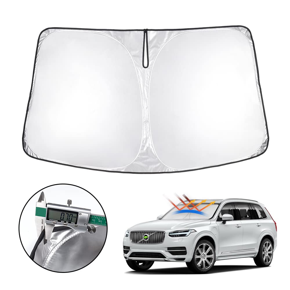 T TGBROS Custom Fit for Windshield Sunshade Volvo XC90 2015-2021 2022 Window Sun Shade Foldable Sun Shield Upgrade Reflective Polyester Cover Block Heat and Sun