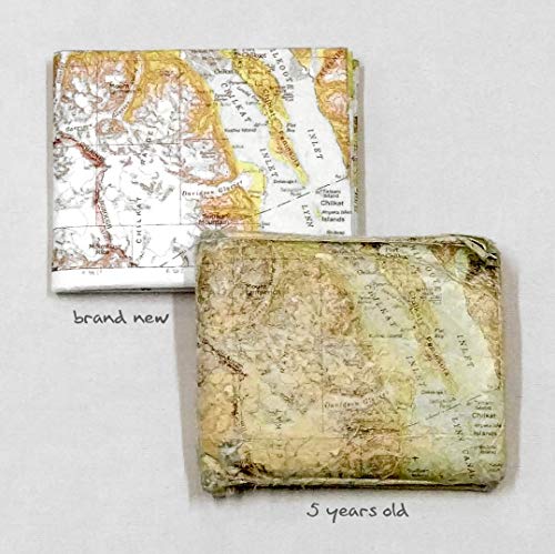 Image of mighty wallet - Ultra Slim Minimalist Tyvek Wallet for Men, Thin Front Pocket Card Holder, Tear Resistant Lightweight Bifold, Original Paper Wallet - Explorer Map