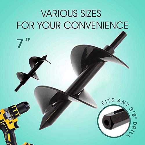 Convient Tools for Home Garden Bedding Plant Flower Bulb Auger Bit Hole Digger for 3/8inch Drive Drill - 18x8cm