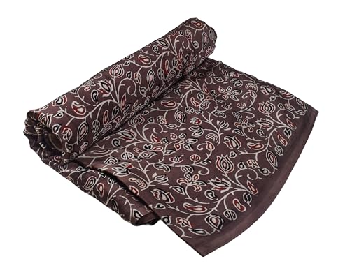 Image of Ethnics of Kutch Women's Ajrakh Modal Silk Natural Dye Hand Block Print Unstitched Kurta Fabric (For Lenght - Refer Bullet Point Below)