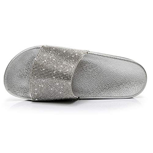 Sandalias de mujer planas con brillantes elegantes calzado de plataforma antideslizante 7