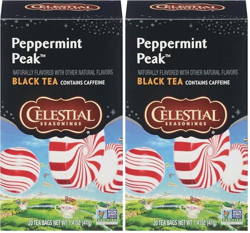Celestial Seasonings Peppermint Peak Black Tea, 20 Tea Bags (Pack of 2)