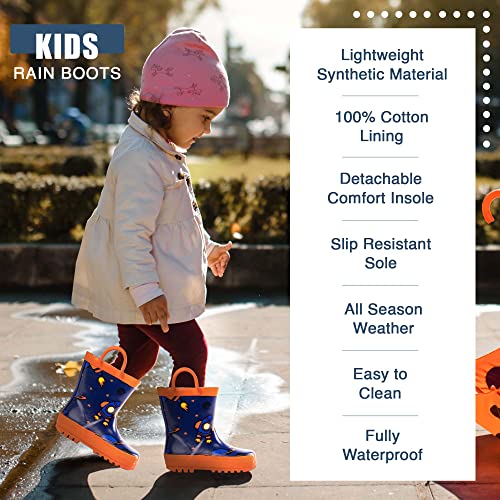 NORTY Rubber Rain Boots for Kids - Waterproof Rubber Boots Boys and Girls Solid & Printed Rainboots for Toddlers and Kids2
