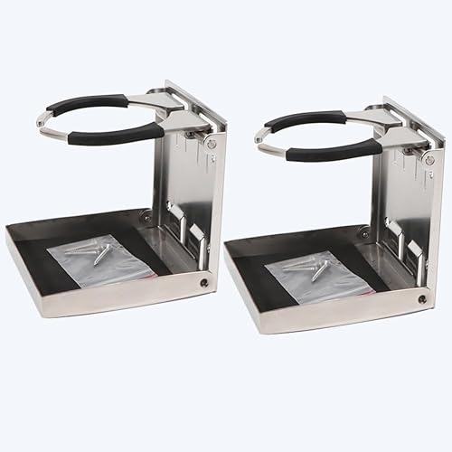 Miniatura 4 de 2PCS plegable sostenedor de la bebida de acero inoxidable ajustable portavasos marinobarcocaravanacoche (grande)