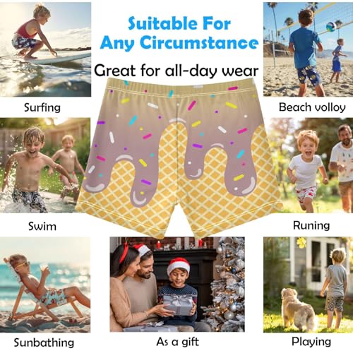 Boys Swim Trunks Quick Dry Kids Bathing Suit Ice Cream Light Brown Toddler Swim Shorts Boardshorts Swimwear 3t2
