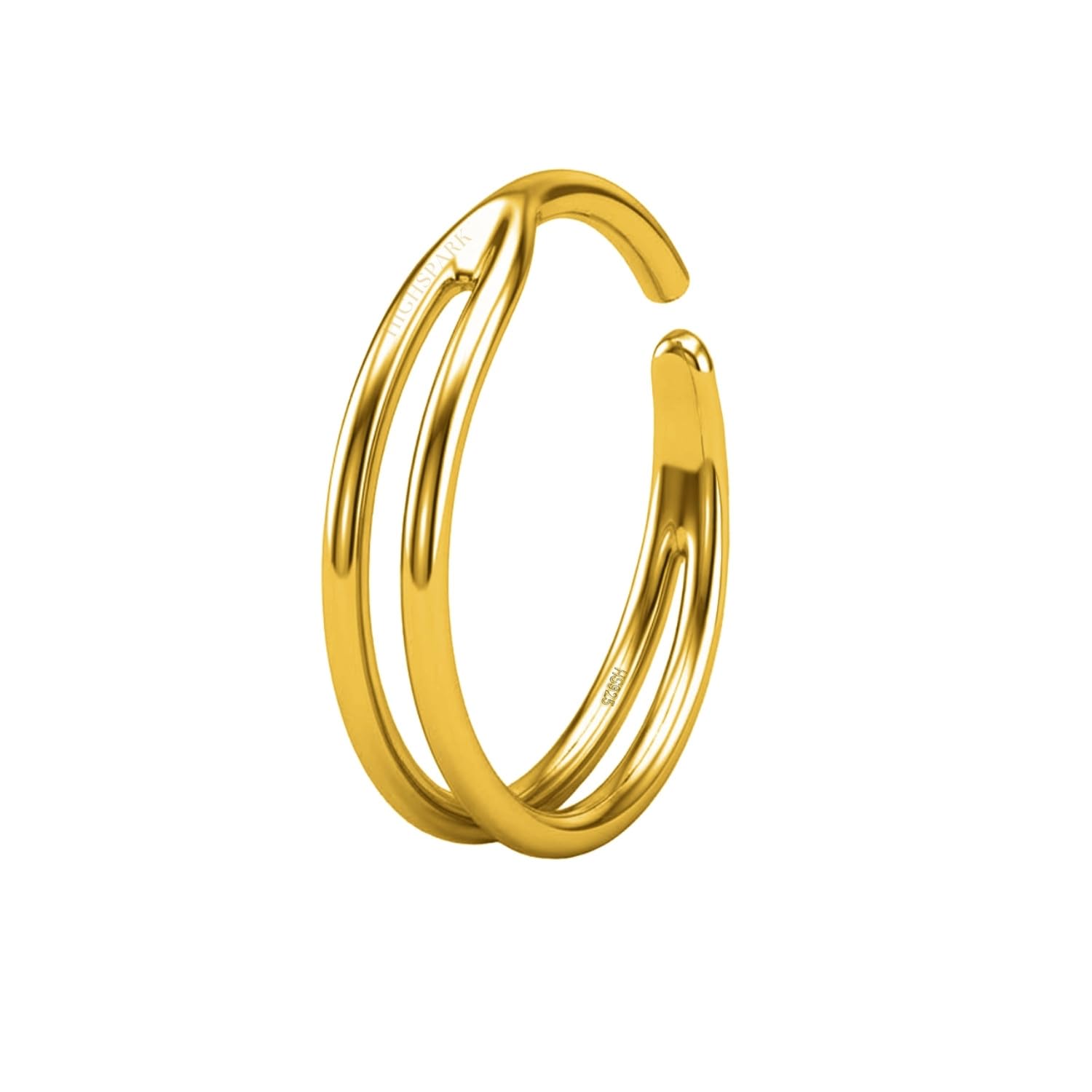 highspark 925 Silver Nose Ring for Women in 18K Gold Finish | 92.5 Sterling Silver & Stunning Shine | Lovely Gift for Women & Girls - Double Line-picture-8