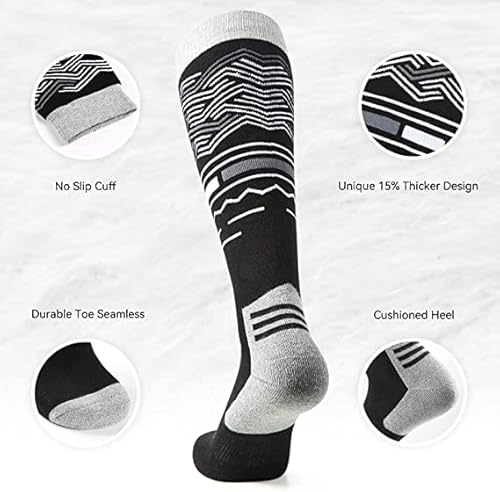 Ski Socks Mens Womens 2 Pack Thick Otc Breathable Non-Slip Cuff Skiing Socks For Cold Weather Winter Socks (Blue+Red,M) #TOP1