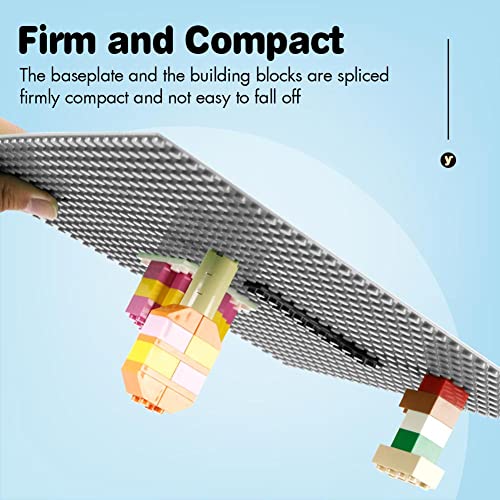 Image of Lekebaby 2 Pack Classic Baseplates 10 inch x 10 inch, Building Base Plates for Building Bricks, 100% Compatible with Major Brands and Activity Table-Baseplate, Sturdy & Safe, Age 3 and up Kids, Grey