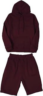 DDDHL Conjunto de moletom masculino 46r moda casual cor combinando duas peças com capuz bolso com cadarço pulôver calça, Vinho, XXG