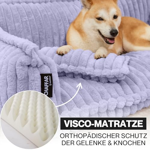 noviclass® Hundesofa Chaffar Hundebett | Orthopädische Matratze | Moderner Stil | Cord-Design Größen (Flieder, XL (120cm))