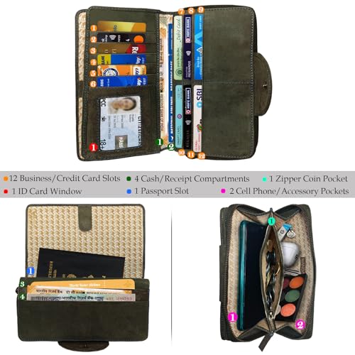Women's Top Grain Genuine Leather RFID Wallet | Ladies Compact Multi Pocket Bifold Purse3