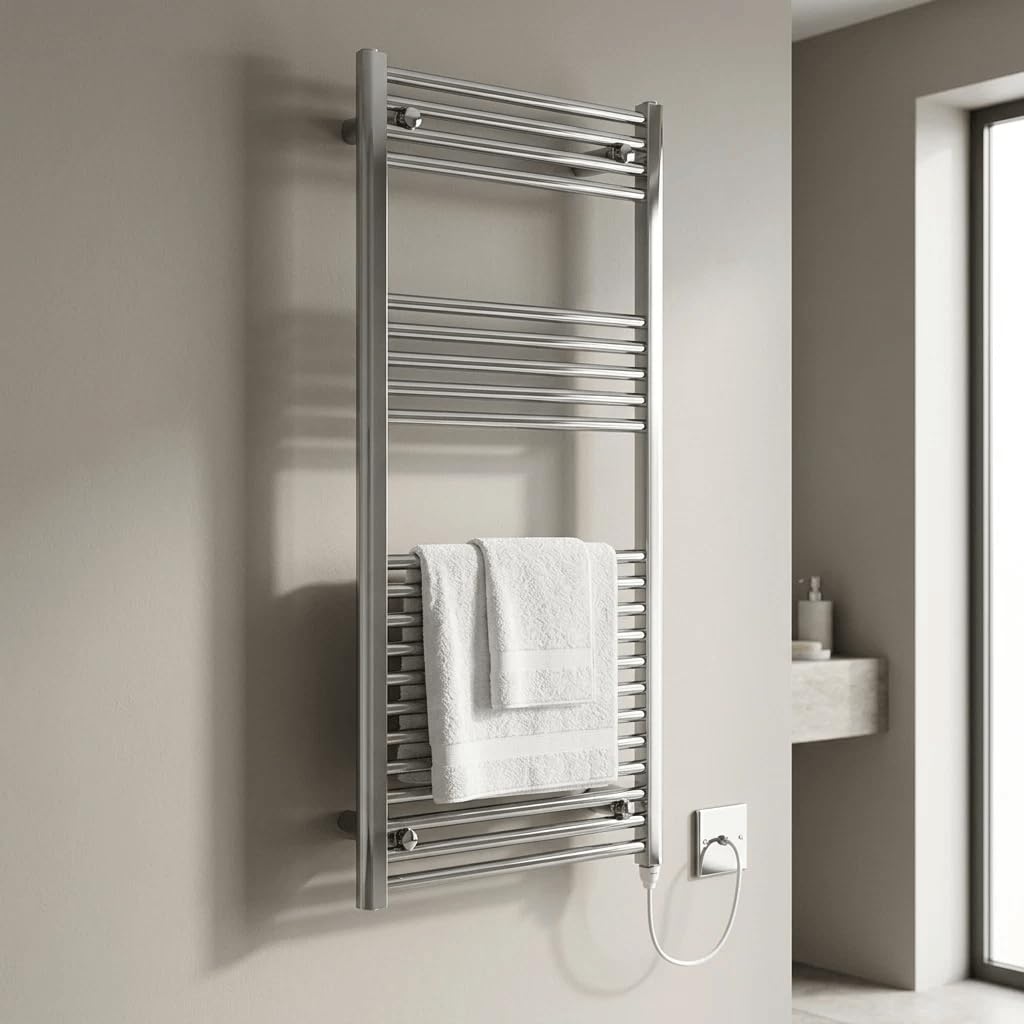 Portasciugamani cromato dritto riscaldato, larghezza 500 mm x altezza 1000 mm