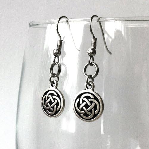 Silver Celtic Knot Dangle Earrings Stainless Steel French Hook Wires Womens Irish Jewelry - Image 3