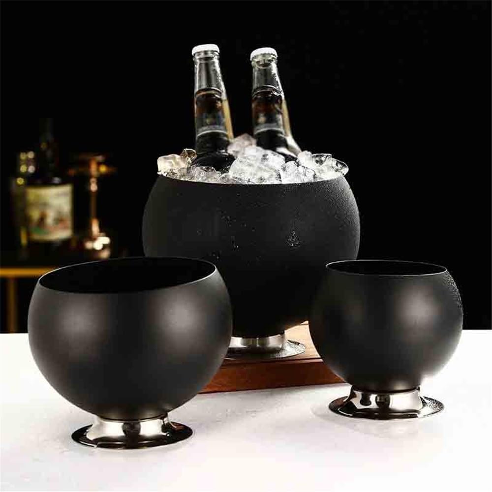 Flaschenkühler Champagner-Bier-Wein-EIS-Pellet-Eimer, praktischer, kreativer Wein-Eimer for gekühlte Getränke Eiskühler(Schwarz)