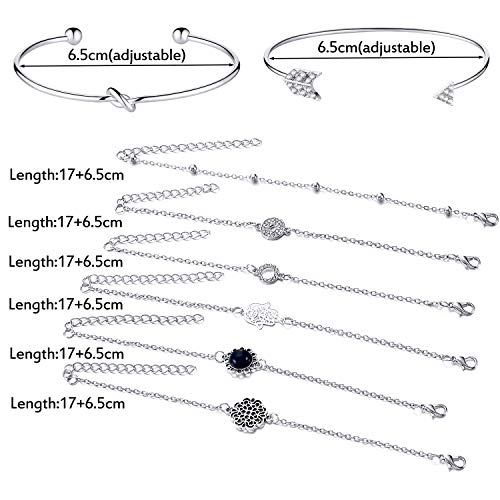 Hicarer 16 Piece Layered Bracelet Set Vintage Flower Hand Chain Adjustable Charm Pendent Stack Bracelet2